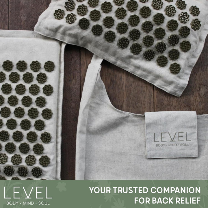 Acupressure Mat and Pillow Set | Coconut and Linen Material | Acupressure Mat for Back and Head | Carrying Bag Included | Acupuncture for Stress and Tension Relief