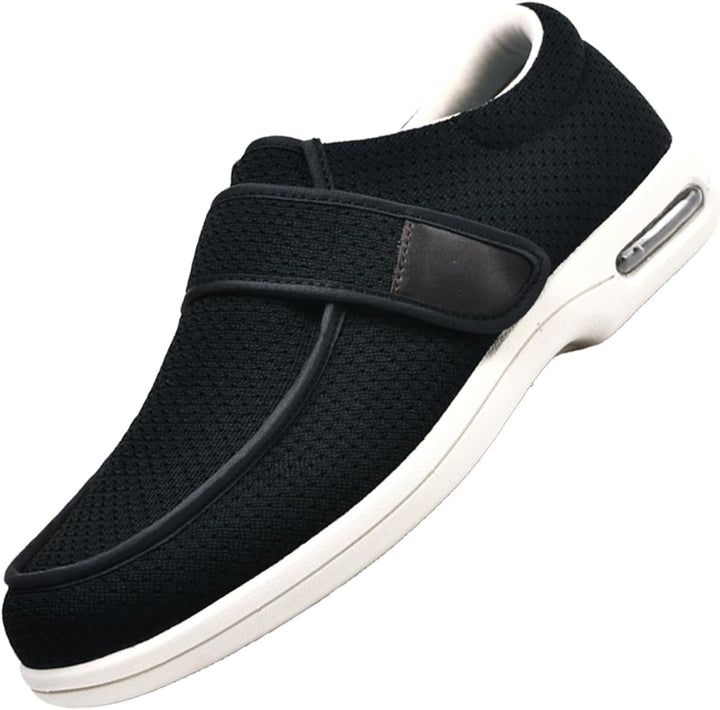 Extra Wide Fit Diabetic Shoes,Close Wide-Fitting Touch Bar-Strap Slippers Adjustable Hook and Loop Comfy Swollen Feet Shoe,