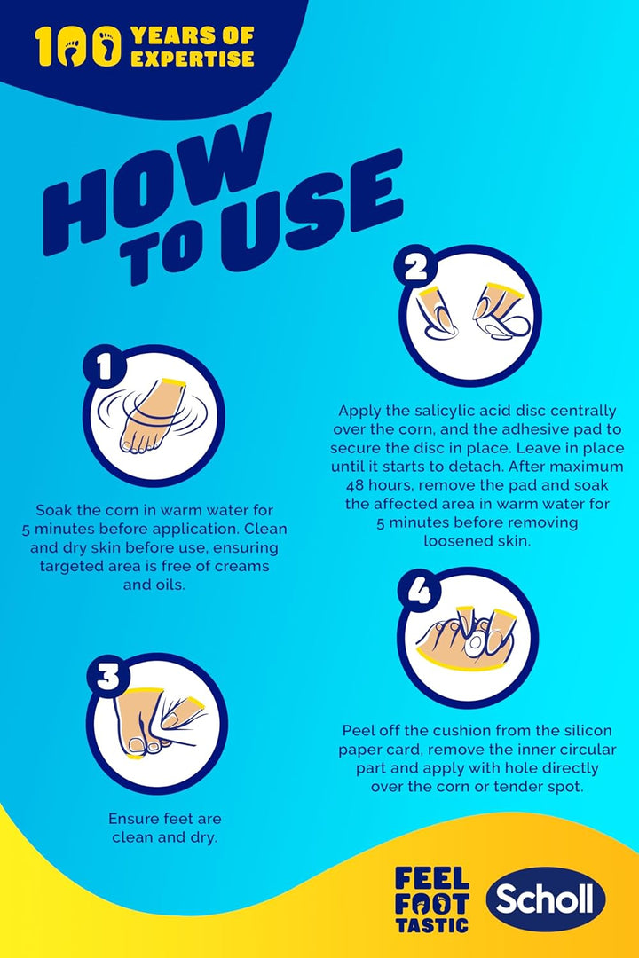 Complete Corn Removal Treatment Kit, 1 Pack - Medicated Action with Salicylic Acid, Includes 6 Pads, 6 Medicated Discs, and 9 Cushions for Effective Corn Removal