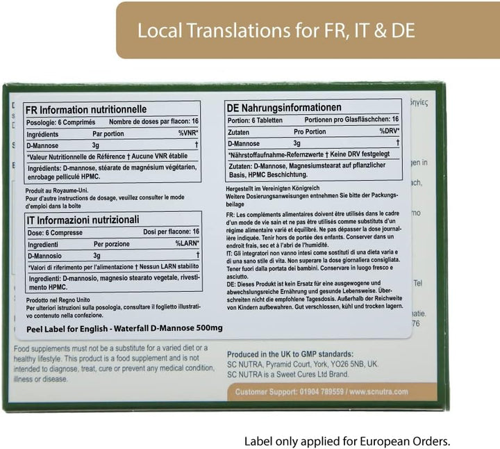 Waterfall D-Mannose 100 X 500Mg Caplets (Easy to Swallow Tablets) - 100% D-Mannose Naturally Sourced from Birch - for Healthy Bladder Support - Vegan - SC Nutra ()