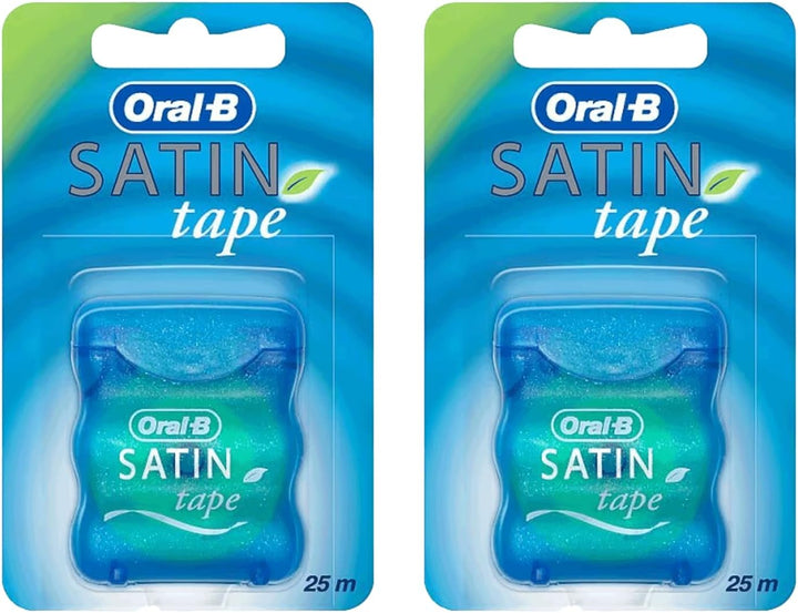 2 X Oral Satin Tape 25M Dental Waxed Mint Flossing Tape Oral Care for Fresh Clean Feel