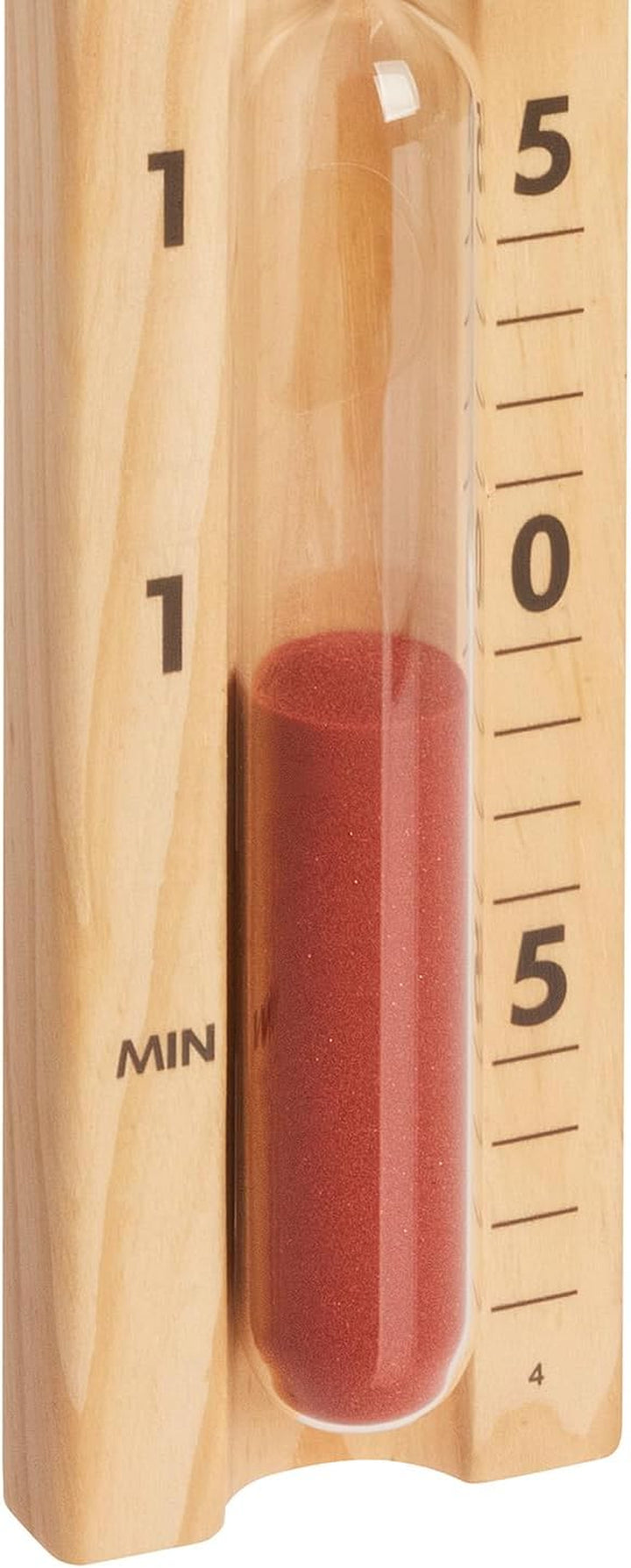 Dostmann 40.1058.11 Analogue Sauna Sand Timer 15 Minutes Made of Heat Resistant Materials Pine and Glass, Perfect as Sauna Accessory, Red Sand, Brown
