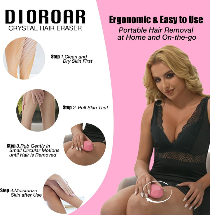 Crystal Hair Eraser for Women,Upgraded Painless Crystal Hair Remover Diamond,Effective Nano Glass Hair Removal Stone Exfoliation without Shaver,Natural Epilator for Silky Skin(Rose Pink)