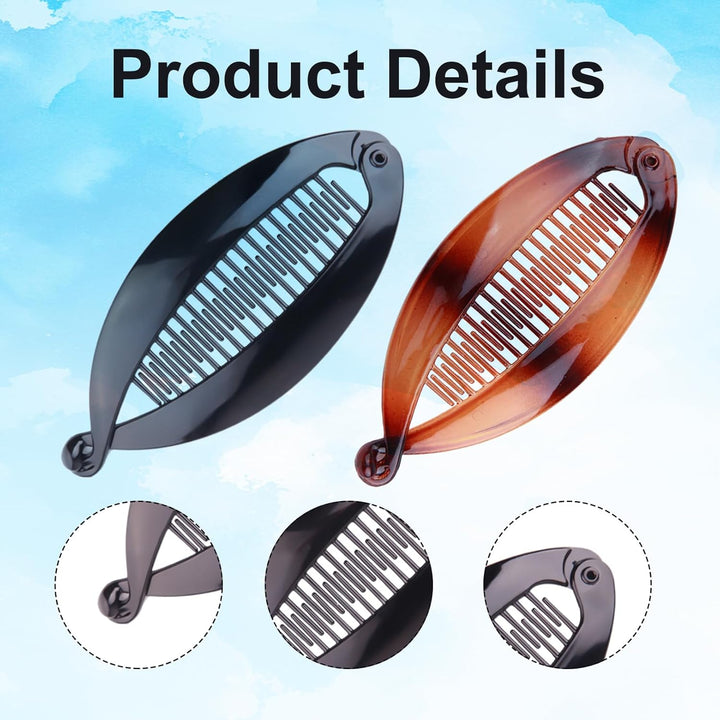 4 Pcs Banana Hair Clips for Fine Hair and Thick Hair, Fishtail Small Banana Hair Clip,For Women Bananas Clip Double Comb Long Hair Clips Ponytail Hair Comb Bananas