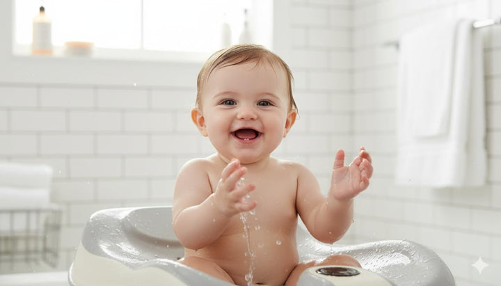 Baby Bath Support Seat – Ergonomic Infant Bath Lounger | Foldable, Non-Slip Baby Bather for Newborns 0–12 Months | Quick Drain Design | Soft PP+TPE Material | 55Cm (Grey2)