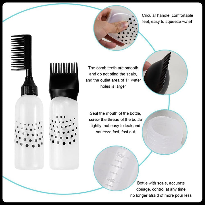 Hair Oil Applicator Bottle, 3Pcs Root Comb Applicator Bottle with 1 Hair Massager, Scalp Oil Applicator with Graduated Scale for Salon Home DIY