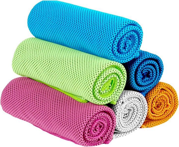 6 Pack Cooling Towels, Soft Cooling Gym Towels, Coo-Ling Neck Tow-Els Rags for Neck and Face, Ice Sports Towel, Cool-Ing Ne-Ck Wraps Sweat Towel for Sports,Gym,Yoga,Workout,Running,Camping