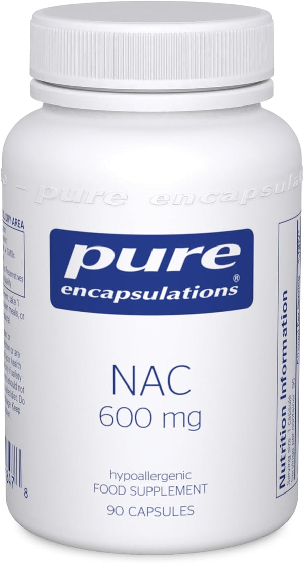 NAC 600Mg - Pure N-Acetyl-L-Cysteine for Glutathione Synthesis Support - 90 Capsules