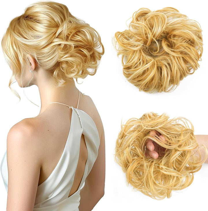 Messy Bun Hair Piece for Women,Curly Wavy Hair Scrunchies Bun Extensions Hairpieces,Synthetic Hair Chignons Accessories Updo for Girls(18/22#,35G)