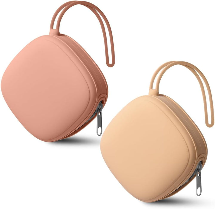 Dummy Holder Set, 2PCS Silicone Dummy Case, Portable Soother Pods for Travel, Home (Green/Blue)