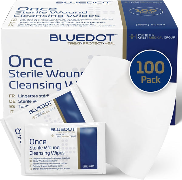 Sterile Saline Wipes 100 Pack: Alcohol-Free, Gentle & Hygienic: Wound Cleansing, Eye Wipes, First Aid, Piercings, Tattoo Aftercare, Hearing Aid Cleaning Kits & Post Procedure Care