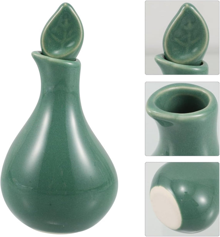 Ceramic Essential Oil Bottle for Aromatherapy Spa with Glaze Finish - Massage Oil Jar for Thai Massage Beauty Salons Fragrance Dispenser Versatile Usage - 10.5X5.0Cm