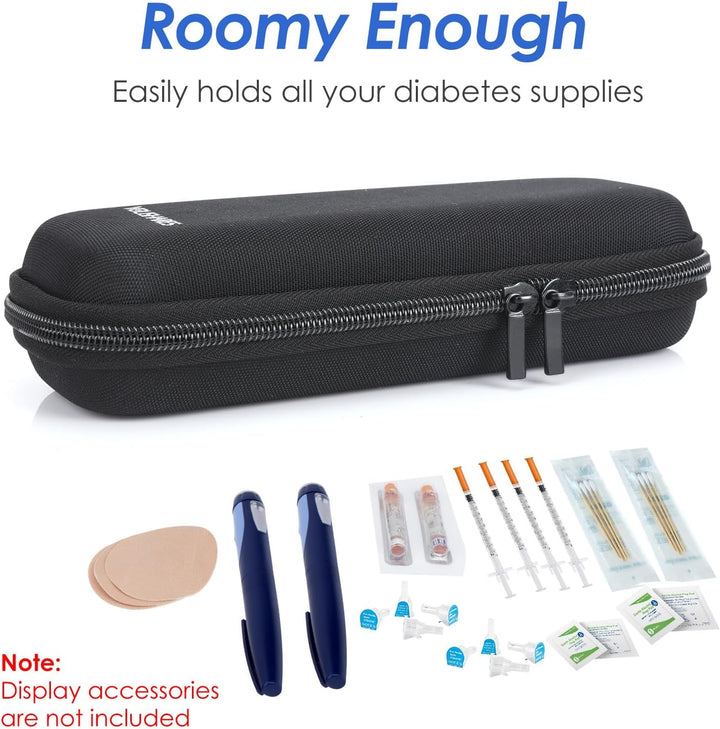 Insulin Cooler Travel Case - Medicine Cool Bag Travel with 2 Ice Packs, Insulin Case for Diabetic Supplies (Black)