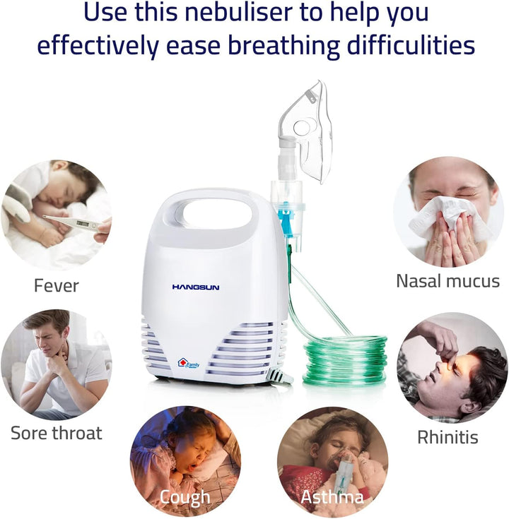 Nebuliser Machine for Adults and Kids Compact Compressor System Vaporizer Mist Steam Inhaler CN560 Portable and Silent for Home Use