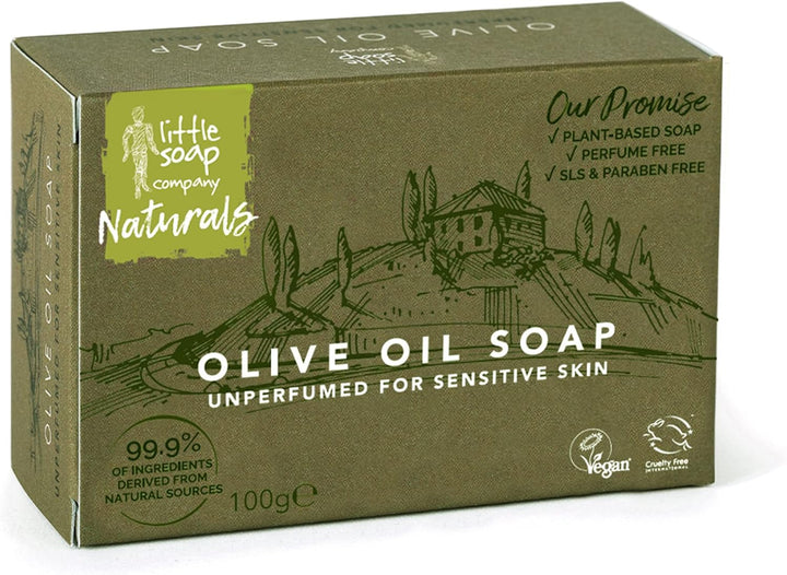 Little Soap Olive Oil Soap Bar - Vegan, Cruelty Free, No SLS or Parabens, Mediterranean Range, Bar of Soap Perfect for Sensitive Skin, Natural Eco Friendly Body & Hand Soap, 100G (Olive)