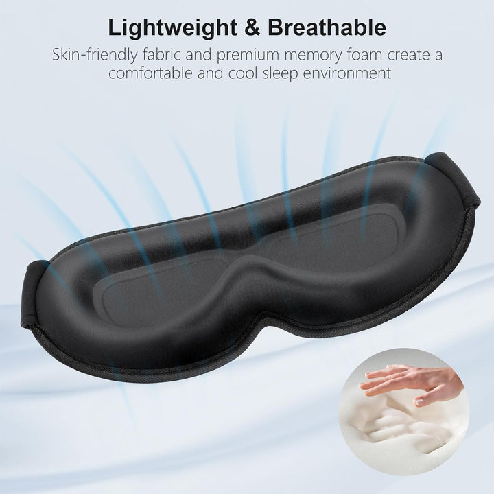 100% Blackout Sleep Masks for Women & Men - Zero Pressure Sleeping Eye Mask- Ergonomic Design 3D Cutout Eye Movement Friendly, Ultra Soft & Comfortable for Nap/Travel
