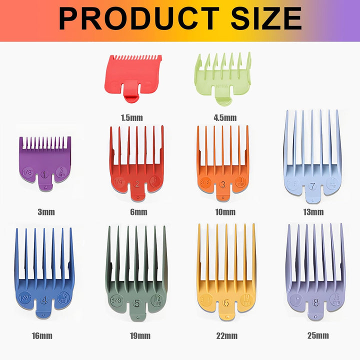 10 Pcs Clipper Guards for Wahl - Multicolor Hair Clipper Guide Combs, Universal Replacement Hair Clipper Limit Comb Set for Most Clippers Trimmers, Professional and Home Use, 1.5Mm to 25Mm