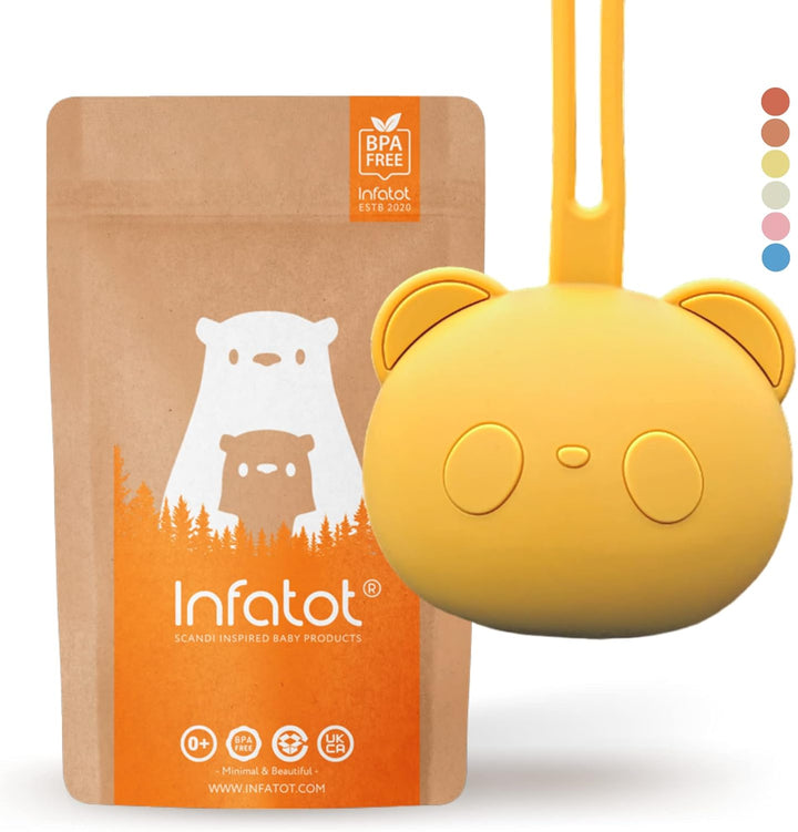 ® Silicone Dummy Case - Pacifier Holder Soother Pod Case W/Strap - Dummy Box 100% Free from BPA, PVC, Dummy Holder Case, Dummies Case Pair with Dummy Clip, Dummy Cases for Babies - Yellow