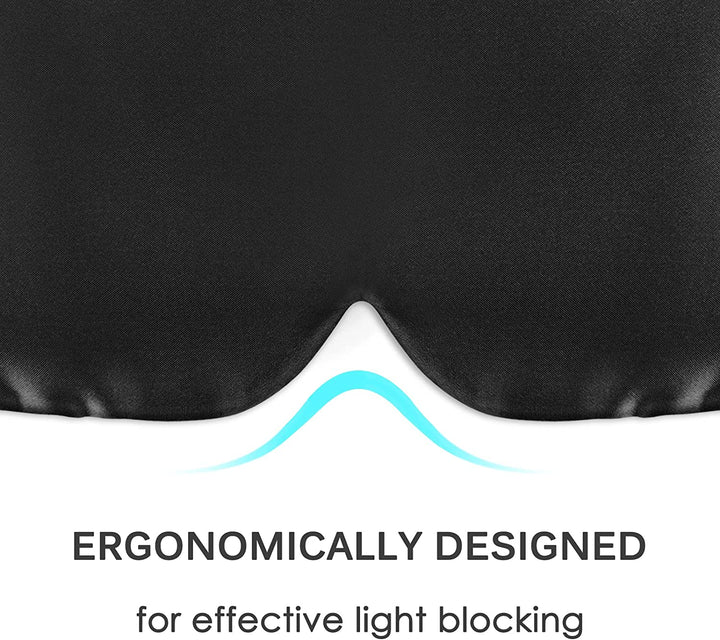 Sleep Mask, 100% Natural Mulberry Silk Eye Mask for Women and Men with Adjustable Strap, Large in Size, Blindfold for All Night Sleep, Black