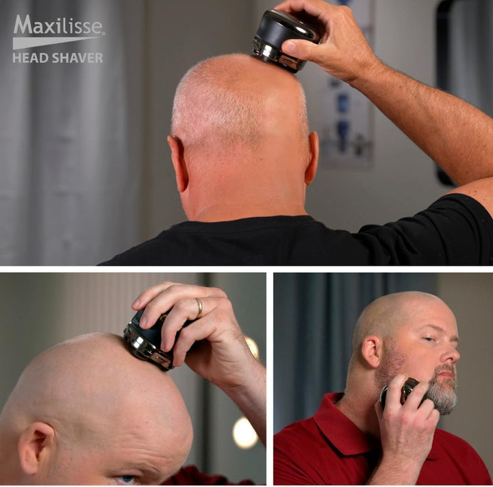 Maxilisse Head Shaver for Men - Professional Electric Shaver with 5 Floating Heads, Cordless, Rechargeable & Lightweight Design with Ergonomic Comfort Grip for Ultra-Close Smooth Head Shaving