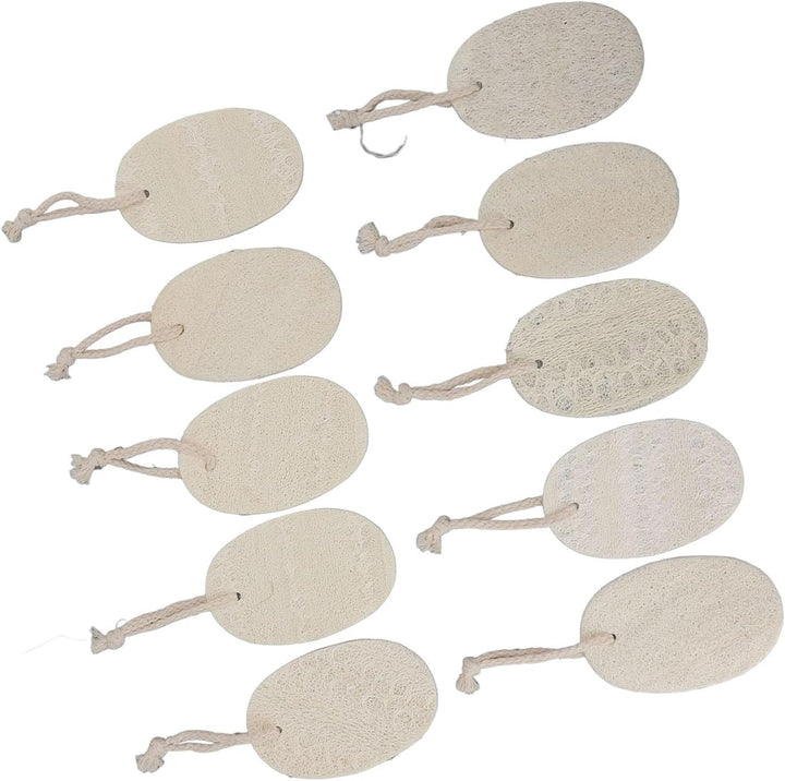 Loofah Dish Scrubber, 10Pcs 3.15X4.72In with Rope High Water Absorption Dishwashing Pad Body Scrubber for Kitchen, Made from Loofah Fibers