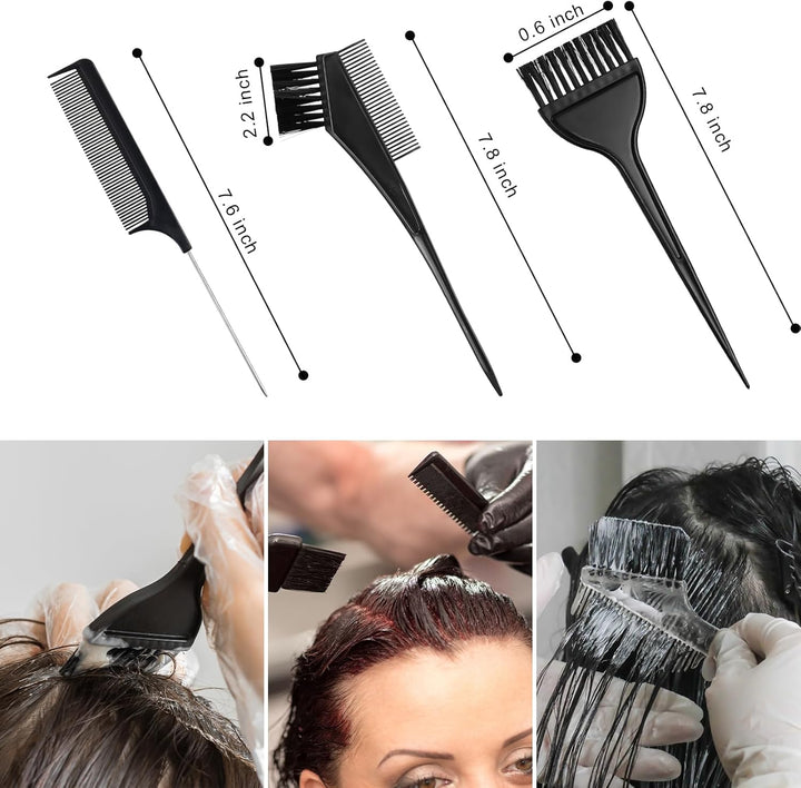 6PCS Hair Dye Kit, Colouring Tint Tool Brush Kit and Bleach Mixing Bowl Comb and Bowl Set Kit Diy Salon Professional Hairdressing & Highlighting Kit for Men Women (6PCS)