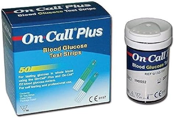 Blood Glucose Test Strips, 50 Count, Compatible with on Call plus II Meters