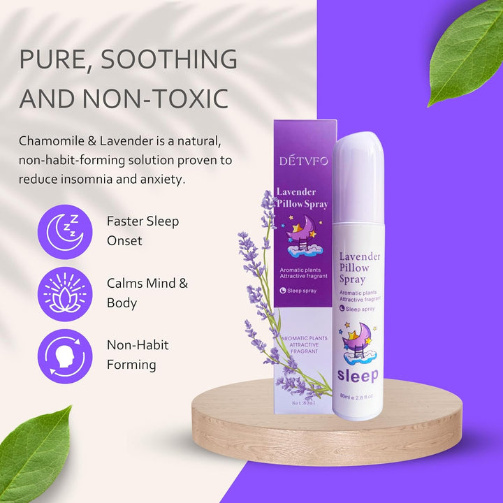 Sleep Spray with Lavender – Relaxing Pillow & Linen Mist for Deep Sleep – Calming Room Spray with Essential Oils – Natural Aromatherapy for Adults – 80Ml