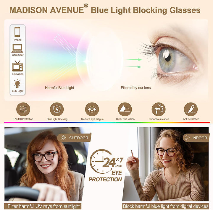 Women Blue Light Glasses,Oversize Blue Light Glasses for Women, anti Eyestrain & UV Protection Computer Eyeglasses (Tortoiseshell)