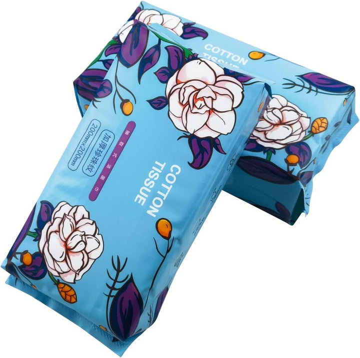 7.9X7.9Inch Cotton Wet/Dry Wipe; Soft Safe Non Allergenic Baby Care Towel Tissue, Absorbent Wipes for Washing Face Eye Makeup Remover & Nail Polish, Disposable Use (2Packs) (Green Package)