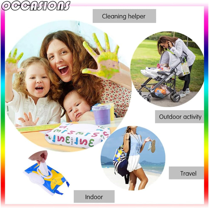 Portable Wet Wipe Pouch Dispenser (2 Pack), Reusable Baby Diaper Disposal Bags, Refillable Personal Travel Clutch Dispenser Holder | Keeps Wet Wipes Moist (Leaf & Arrow Pattern)