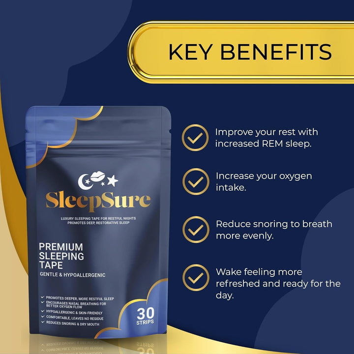 Sleep Tape – anti Snoring Aid & Mouth Tape for Sleeping, Enhanced Nasal Breathing with Gentle Adhesion, 30 Strips to Stop Snoring & Improve Sleep Quality