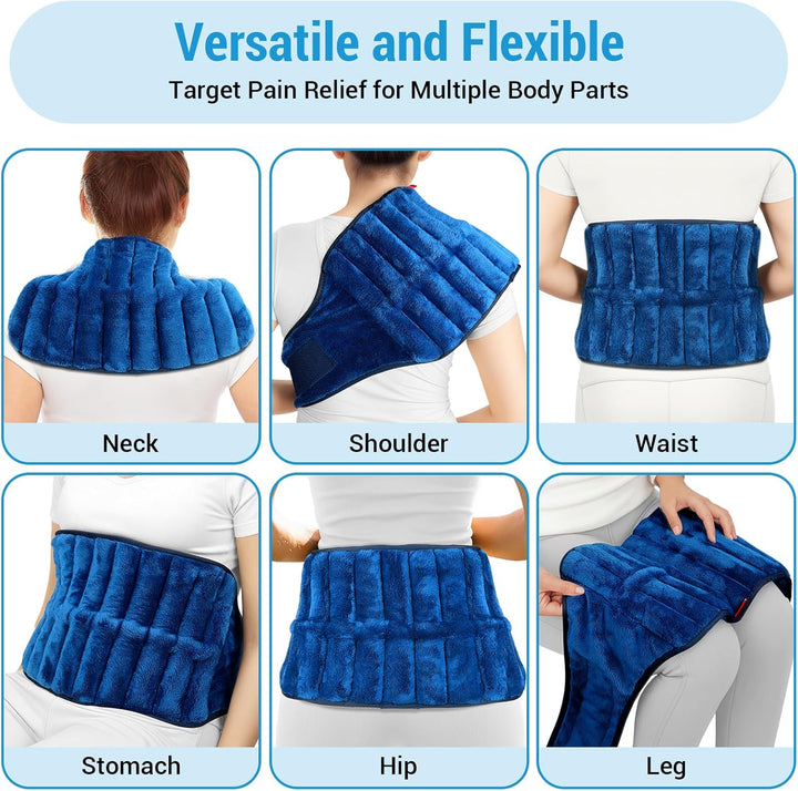 9X47Inch Microwavable Heating Pad for Back Pain Relief and Cramps, 2.5LB Microwave Wheat Bag Wearables Moist Heat Therapy Gifts for Sciatica, Waist, Stomach, Hip, Muscle Aches, Warm Compress