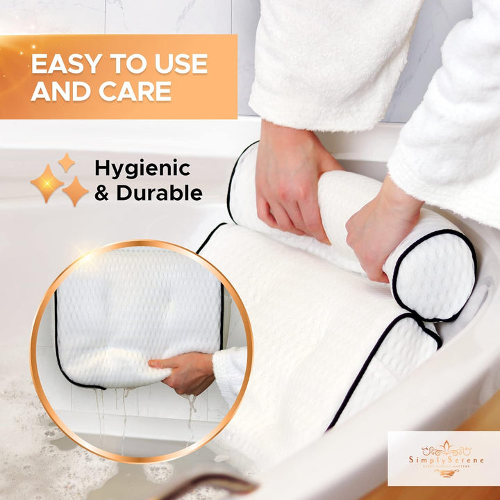 Simply Serene Bath Tub Pillows for Head & Neck - Spa-Quality Cushion for Relaxation - Bathroom Accessory & Gifts