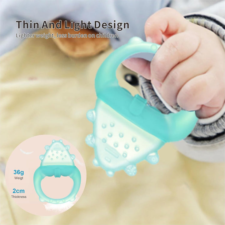 Freezable Baby Teether Toys,Water Fillable Baby Teething Relief,Chill Teether for Babies 0-3-6-12-24 Months, Cools & Massages Sore Gums,No Chill Handle,Bpa-Free Soft Silicone Infant Chew Toys (Cyan)