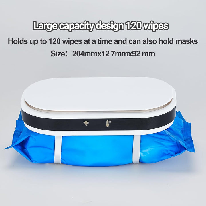 Baby Wipes Warmer,  Wet Wipe Warmer for Babies, Wet Wipes Dispenser Box with Night Light, Fast & Even Heating, 5 Levels of Temperature Adjustment, Temperature Display for Home Car Large Capacity