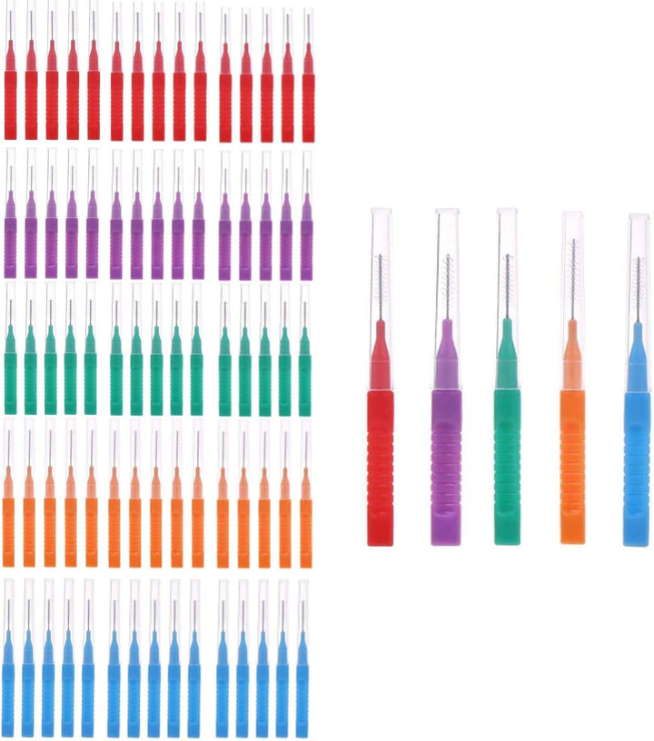48 Pcs Interdental Brushes, Tooth Cleaning Tool for Cleaning Gaps between Teeth(6 Colors)