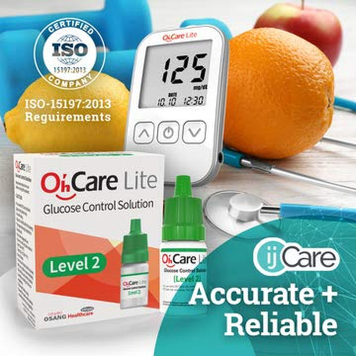 Oh 'Care Lite Diabetes Testing Starter Kit - Oh 'Care Lite Meter, 100 Oh 'Care Lite Blood Glucose Test Strips, 100 Lancets 30G, Lancing Aid, Control Solution, Operating Guide, Logbook & Carry Case