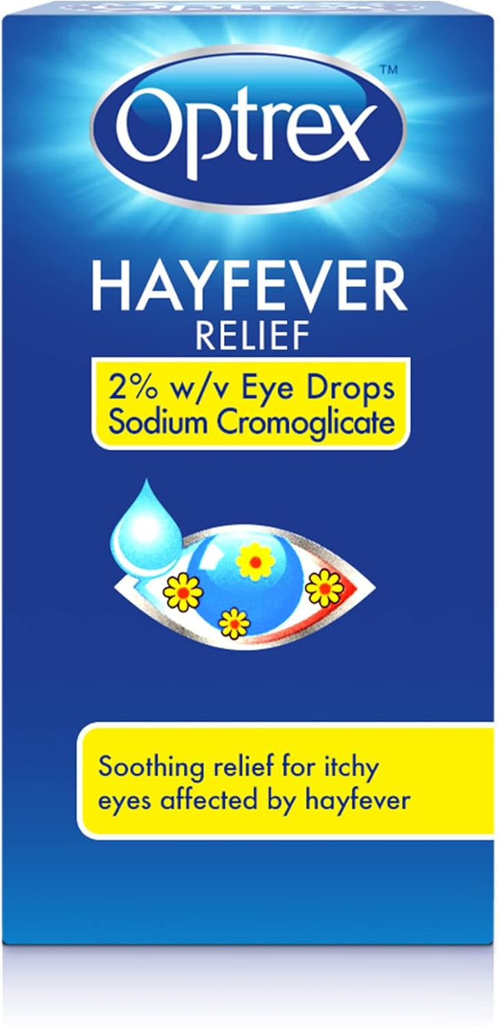 Hayfever Relief, 2% W/V Eye Drops Sodium Cromoglicate, Clinically Proven, 10Ml Each, Relieves Symptoms of Eye Allergy, Works Instantly