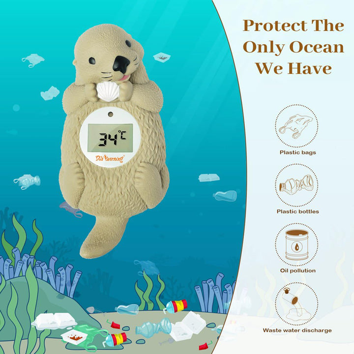 Baby Bath Thermometer, Toddlers Floating Bath Toy, Bathtub Thermometer, at Fahrenheit and Celsius Degree - Light Brown Otter