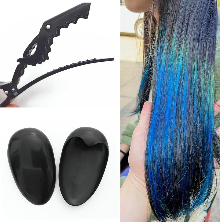 26 Pieces Hair Dye Tools, DIY Salon Hair Coloring Kit Bleaching Tools Set Including Dye Brush, Ear Cover, Hair Cover, Shawl, Gloves, Hair Clip Kits (26 Pcs, Black)