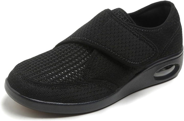 Neuropathy Shoes for Women,Adjustable Strap Wide,Extra Wide Shoes for Women, Orthopedic Breathable,Diabetic Shoes for Women,For Elderly Swollen Pain Relief(Black,8 UK)