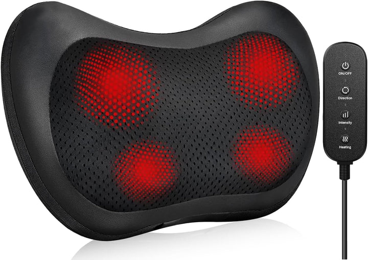Back Neck Massager,Shiatsu Massage Pillow with Heat, Deep Tissue Kneading Massagers for Shoulder, Legs, Electric Back Massager for Home & Car