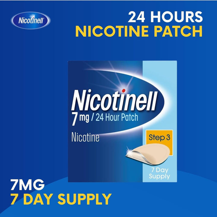 Nicotine 7Mg Patch (Pack of 7), Nicotine Patches, Stop Smoking Aid, 24H Craving Control, Step 3 for Light Smokers, Quit Smoking Aid