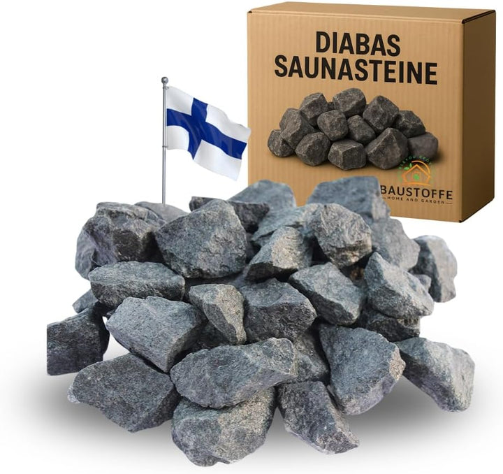 Sauna Stones Premium Pre-Washed Diabas for All Sauna Stoves Heat Resistant Grain 50 - 80 Mm