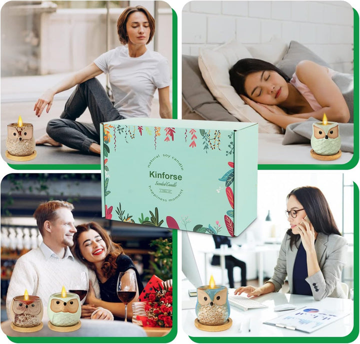 Luxury Scented Candle Gift Set for Women - 6-Piece Whimsical Owl-Themed Birthday Gifts for Her, Enchanting Aromatherapy Presents for Women, Thoughtful Anniversary for Best Friend, Mom, Wife