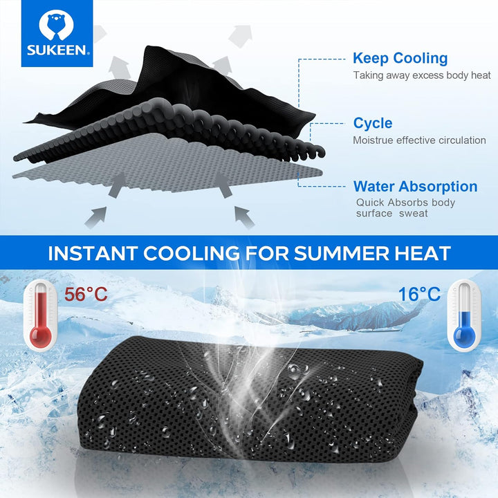 Cooling Towel 4 Pack - Stay Cool Ice Towels for Neck, Gym Use - Men and Women (2 Grey, 2 Black)