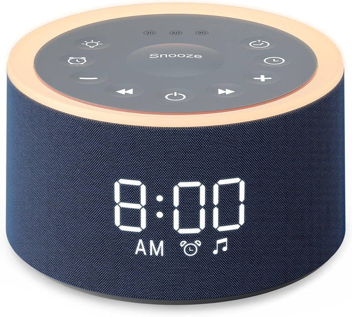 White Noise Machine, D1+ White Noise Machine with Nursery Night Light 29 Soothing Sounds, Sound Machine Alarm Clock with 6 Wake up Sound for Adults Baby, 0-100% Dimmable Display, Snooze, Blue