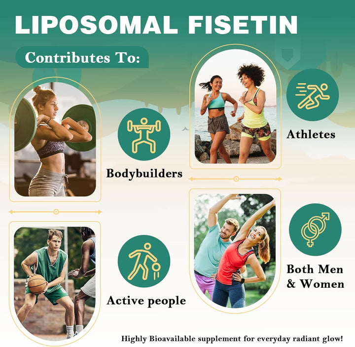 Liposomal Fisetin with Quercetin - High Potency 1200Mg per Serving Combo Antioxidant Supplement for Optimal Health - 60 Softgels per Bottle (Pack of 2)