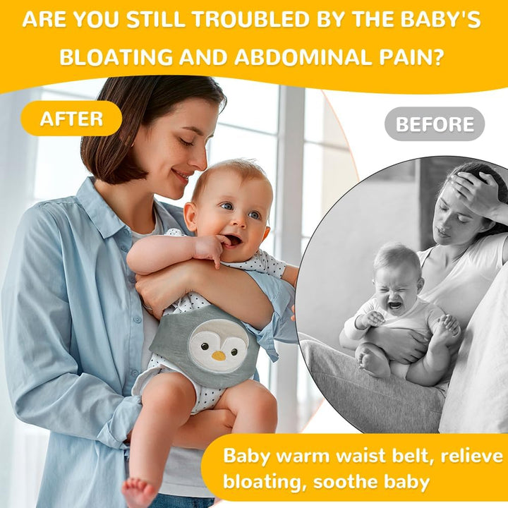 Colic Relief for Babies Belt, Clay Particles Heated Tummy Wrap, Reusable Thermal Belt for Upset Stomach in 0-3 Years Babies and Toddlers